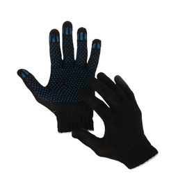 Цена за 10 шт. Перчатки садовые, хб, вязка 7 класс, 3 нити, размер 9, с ПВХ точками, чёрные
