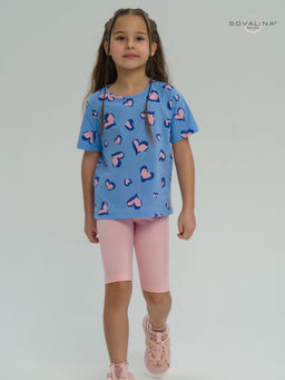 Костюм Актив розовые сердечки на голубом-розовый - Sovalina фото 8
