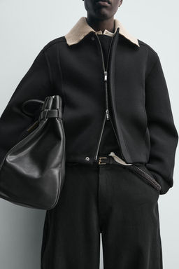 NEOPRENE-EFFECT JACKET WITH CONTRAST COLLAR - Zara фото 6