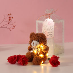 Набор подарочный Мишка корица с бантом, мыльные красные розы 5 шт., роса, 7?7?12 см - Simaland фото 4