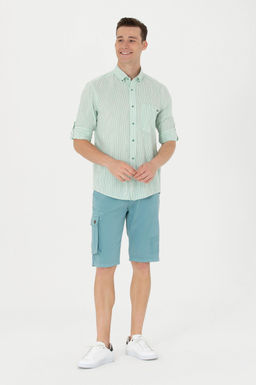 U. S. Polo Assn Мужская белая рубашка в зеленую полоску - U.s. polo assn фото 4