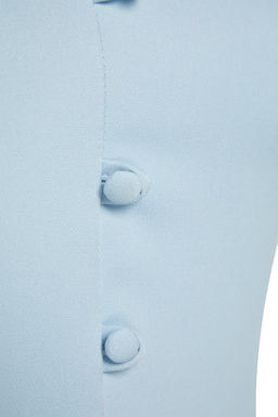 TRENDYOLMILLA Nar Cicegi A-Kesim Volanl? Dugme Detayl? Mini Dokuma Elbise TWOSS23EL02259  фото 19