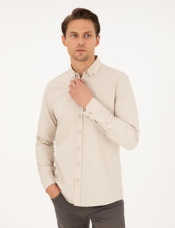 Bej Slim Fit Uzun Kollu G_mlek