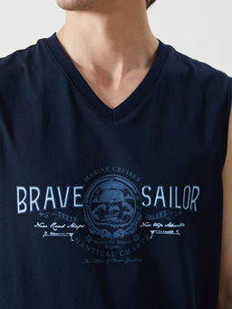 V Yaka Bask?l? Erkek Kolsuz Ti??rt