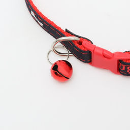 Ошейник Джинс полиэстер с бубенчиком, 34 х 1 см, черно-красный - Пижон фото 4