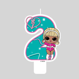 Парафиновая свеча в торт "LOL. Цифра 2 , с героем"