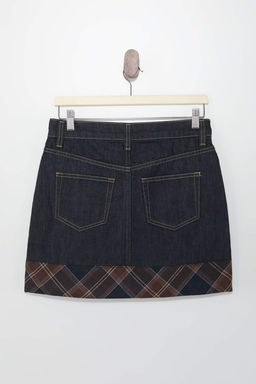 Koyu Mavi Ekose Detayl? Mini Denim Etek TWOSS26ET00067 - Trendyolmilla фото 2