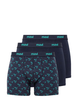 3lu Bask?l? Lacivert Boxer Seti