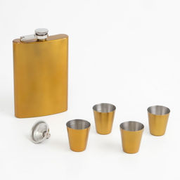 Подарочный набор 6 в 1: фляжка 270 мл, воронка, 4 рюмки, золотой 18 х 24 см - Simaland фото 2