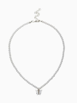 Чокер «Бабочка» хрусталь, белый в серебре, 36 см + 5 см доп, цепочка
