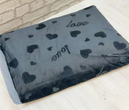 Покрывало ПВХ велюр (220*240) сердце темно-серый