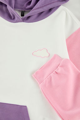 Beyaz K?z Cocuk Renk Bloklu Orme Sweatshirt TKDAW25SW00129 - Trendyolmilla фото 2
