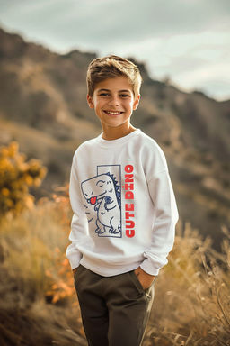 Bej*001 Erkek Cocuk Mevsimlik-Ince Basketbol Desenli Bisiklet Yaka Orme Sweatshirt TKDAW25SW00005 - Trendyolmilla фото 7
