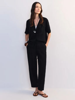 Льняные брюки с эластичным поясом ZR2605012106-50 / Zarina