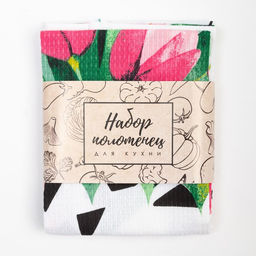 Набор полотенец кухонный Доляна Будь счастлива 35х60см-2шт, 100% хлопок  фото 7