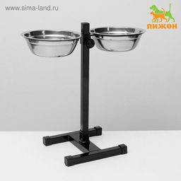 Подставка с мисками, 2700 мл, высота 40 см, разборная, чёрная - Пижон фото 2