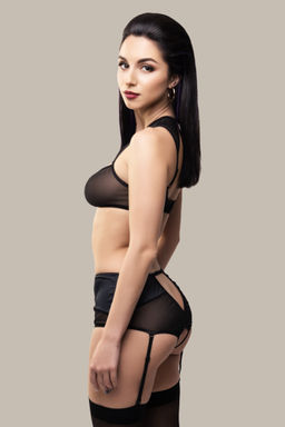 Эротические трусики-пояс для чулок Waname Elegance с высокой посадкой черные (42-44) - Waname apparel фото 6