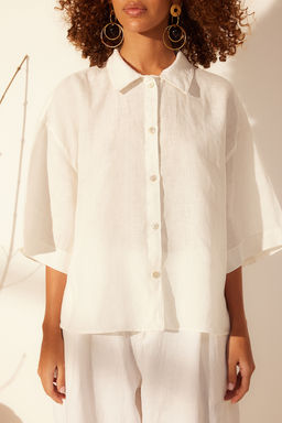 TRENDYOLMILLA Sar? %100 Keten Oversize Gomlek TWOSS24GO00122 фото 13