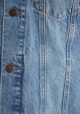 Drake Classic Denim Puslu Indigo Mavi Jean Ceket  фото 8