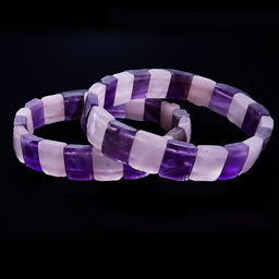 Браслет из камня Розовый кварц Аметист с огранкой дарует любовь и верность