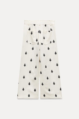 ZW COLLECTION CONTRAST EMBROIDERY CULOTTE TROUSERS - Zara фото 18