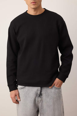 Siyah - Haki Yeni Oversize/Genis Kal?p 2li Paket Dokulu Waffle Sweatshirt TMNAW26SW00028 - Trendyolmilla фото 3