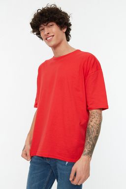 TRENDYOL MAN Siyah Oversize/Genis Kesim Basic %100 Pamuklu T-Shirt TMNSS22TS0318
