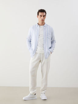 Regular Fit Uzun Kollu ?izgili Erkek G?mlek