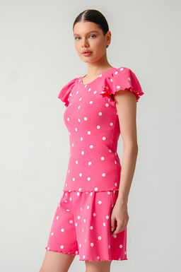 Арт.9176/2 Пижама с шортами 42-48 (4 шт) Цвет:малиновый,белый - Калинка фото 4