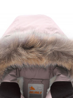 Парка зимняя подростковая для девочки с капюшоном и мехом розового цвета 9532R - Valianly фото 11