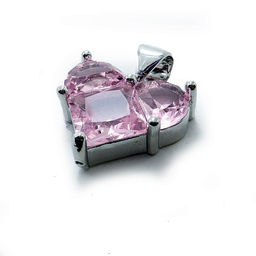 Подвеска Сердечко Розовое-silver чешское стекло с алмазной огранкой