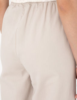 Bej Y_ksek Bel Loose Fit Pantolon