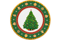 Набор тарелок для десертов 2 пр. 19*19*2 см Новогодняя елка зеленый узор NEW BONE CHINA - Elan gallery фото 17