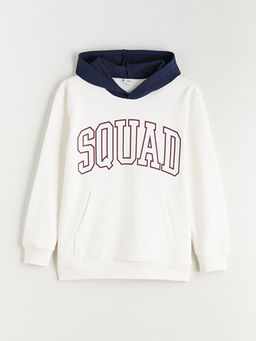 Kap??onlu Bask?l? Erkek ?ocuk Sweatshirt