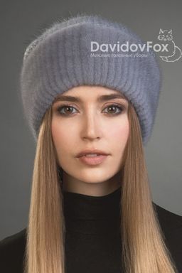 Шапка Оливия норка трикотаж сапфир