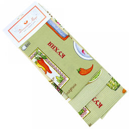 Полотенце кухонное рогожка 48х62см "Кухня", 171г/м2, хлопок 100%, комплект 3шт, "Домашняя мода" (Россия)