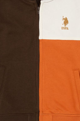Erkek _ocuk Kahverengi Fermuarl_ Kap__onlu Sweatshirt - U.s. polo assn фото 3