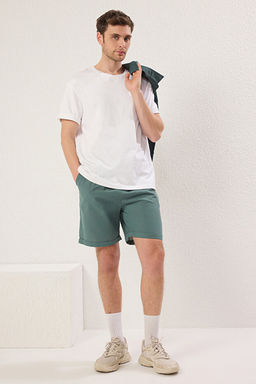 Koyu Ye_il Regular Fit %100 Pamuklu Beli Ba_lamal_ _ort & Bermuda TMNSS25SR00003