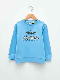 Bisiklet Yaka Mickey ve Arkada?lar? Bask?l? Uzun Kollu K?z ?ocuk Sweatshirt