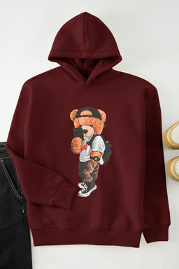 TRENDYOL MAN Lacivert Un?sex Oversize Ay?c?k Bask?l? Ici Polar/S?cak Tutan Kapusonlu Sweatshirt TMNAW25SW00210 - Trendyolmilla фото 10