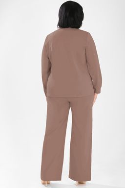 Костюм женский с рубашкой и брюками plus size - Almond фото 2