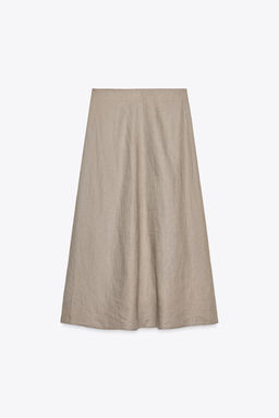 ZW COLLECTION 100% LINEN MIDI SKIRT - Zara фото 3