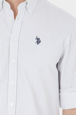 Мужская белая рубашка в темно-синюю полоску Неожиданная скидка в корзине - U.s. polo assn фото 7