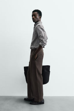 CAMISA REGULAR FIT ALGOD?N / Marr?n / Crudo - Zara фото 4