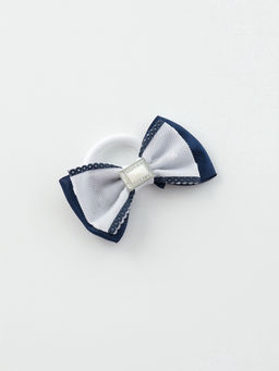 Цена за 6 шт. Бант для волос на резинке «Школьница», двойной, горох, 6.5 см, сине-белый