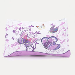 Цена за 3 шт. Косметичка - пенал на молнии, плоская, с рисунком «Бабочки», фиолетовая