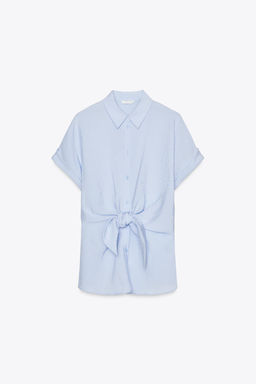 SHORT SLEEVE SHIRT WITH KNOT - Zara фото 13