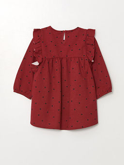 Bisiklet Yaka Uzun Kollu Bask?l? K?z ?ocuk Elbise