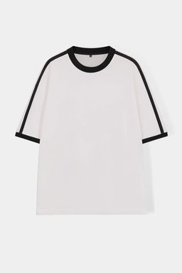 Buyuk Beden Siyah Oversize/Genis Kesim Kontrast Detayl? %100 Pamuklu T-shirt TMNSS24BF00033 - Trendyolmilla фото 9