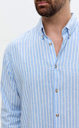 Рубашка д/р лен F611-0483 l.blue stripes - Fine joyce фото 2